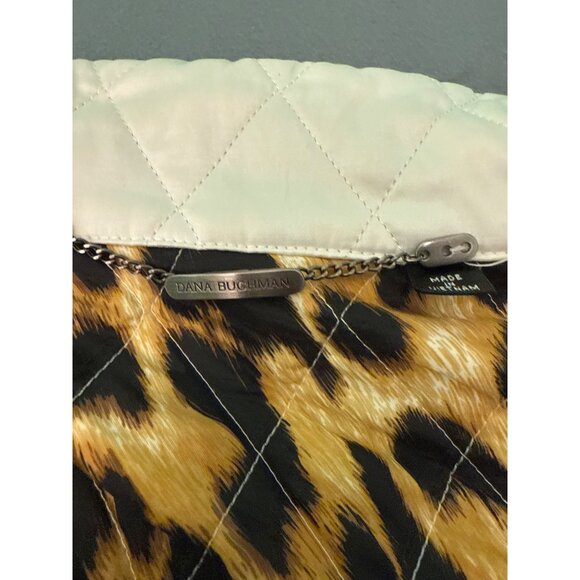 Dana Buchman Womens Cream Quilted Jacket With Leopard Print Lining Size M - Picture 5 of 12